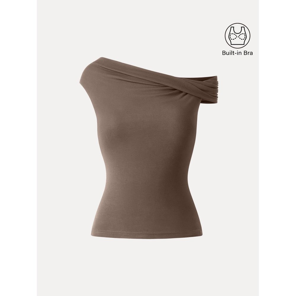 OGL Women Brami Top Medium Iced Mocha Multi-wear Versatile Neckline Built-in Bra